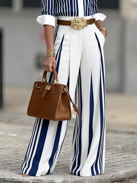 

Plus Size Urban Regular Fit Pants, Stripe, Plus Pants