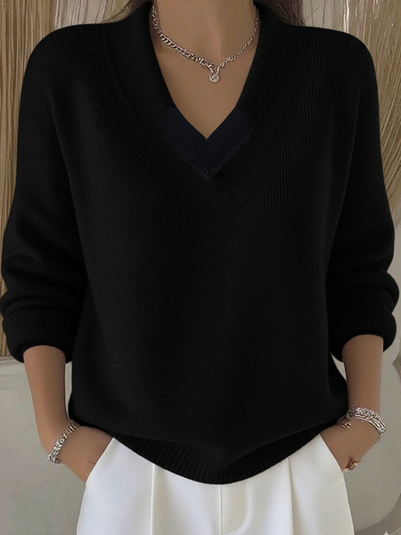 Women Plain Long Sleeve Comfy Casual Sweater