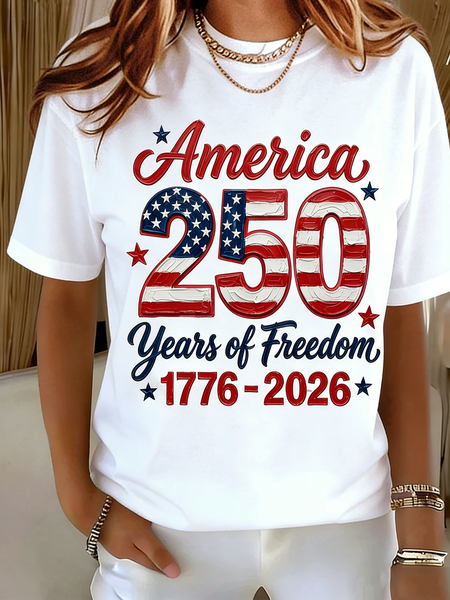 

Casual Text Letters Crew Neck Short Sleeve T-shirt, White, T-shirts