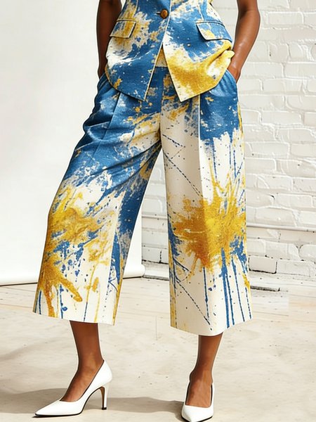 

Urban Graffiti Printing Straight Pants, As picture, Pants