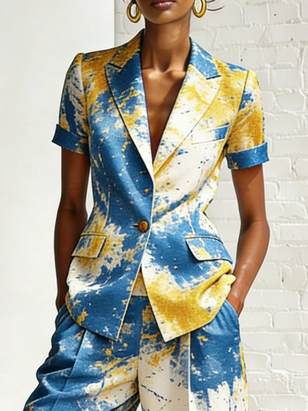 

Urban Printing Graffiti Lapel Collar Blazer, As picture, Blazers