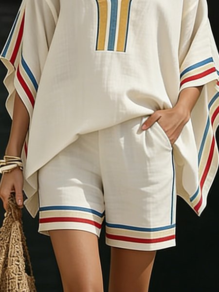 

Urban Color Block Printing Straight Shorts, As picture, Shorts