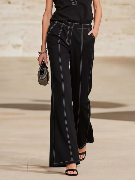 

Urban Color Block Straight Pants, Black, Pants