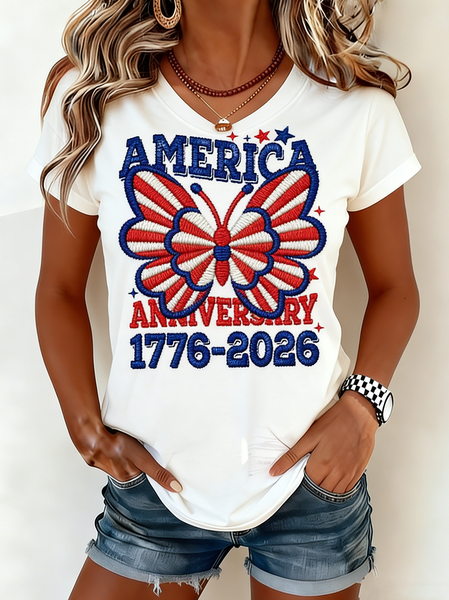 Vintage Text Letters Crew Neck Short Sleeve T-shirt