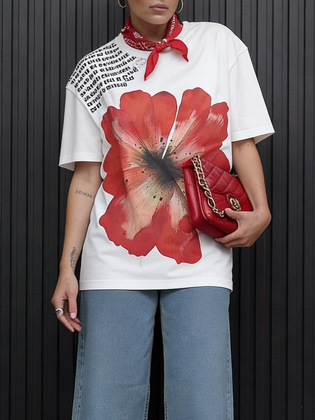 

Casual Floral T-shirt, As picture, Tees