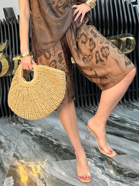

Casual Leopard Printing Shorts, As picture, Shorts