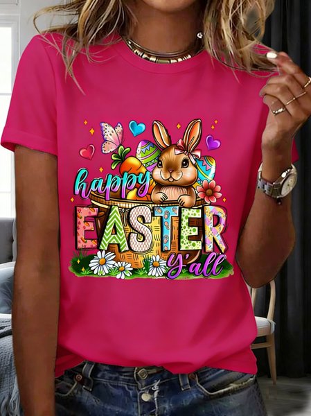 

Casual 3D Printing Crew Neck Short Sleeve T-shirt, Rose red, T-shirts