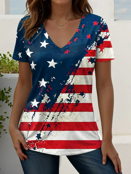 Vintage Star V Neck Short Sleeve T-shirt