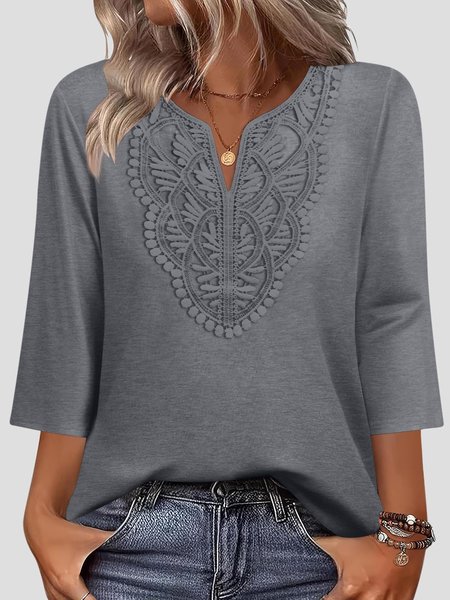 

Elegant Plain Half Sleeve T-shirt, Gray, T-shirts