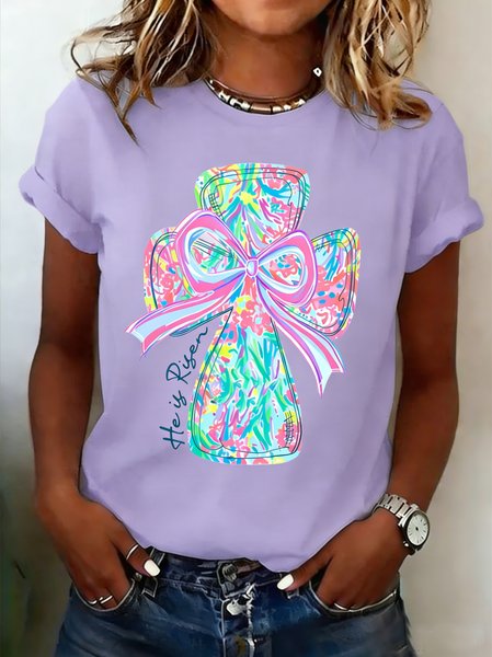 

Casual 3D Printing Crew Neck Short Sleeve T-shirt, Purple, T-shirts