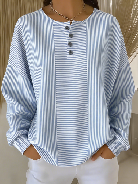 

Casual Striped Sweatshirt, Blue, Hoodies & Sweatshirts
