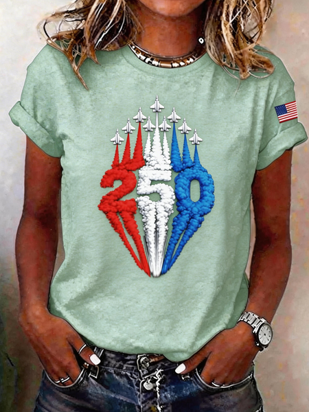 

Casual Plane Crew Neck Short Sleeve T-shirt, Green, T-shirts