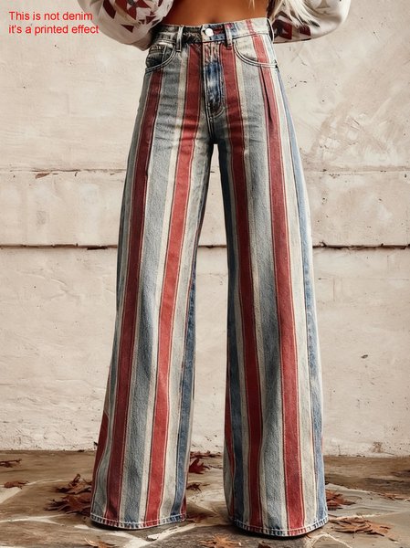 

Women Striped Long Pants Vintage Spring/Fall Trousers, As picture, Pants
