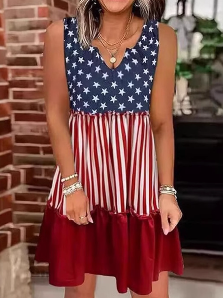Women Independence Day (Flag) Summer Dress Sleeveless A-Line Dress
