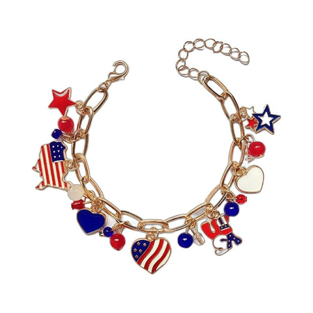 America 250th Freedom USA Heart Metal Bracelet