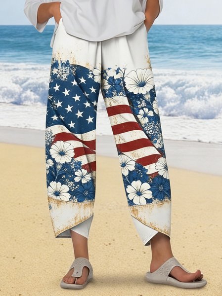 

Women Floral Ankle Pants Pants Vintage Spring/Fall Trousers, As picture, Pants