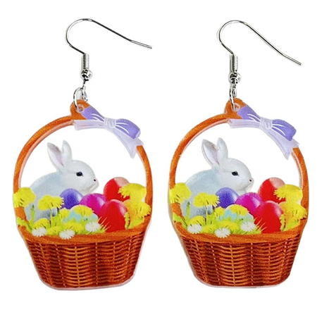 Easter Egg Rabbit basket Acrylic Earrings