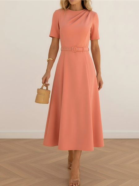 Urban Plain Dress With Belt