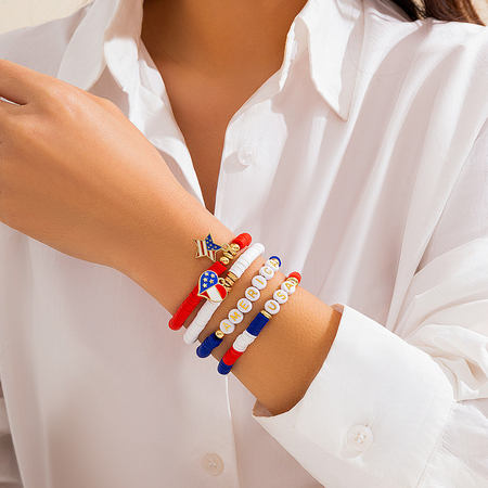 

America 250th Freedom Heart Hexagram Star Multilayer Bracelet, Color9, Bracelet