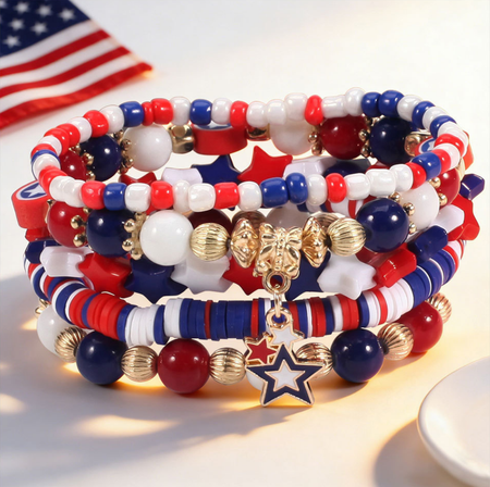 America 250th Freedom Heart Hexagram Star Multilayer Bracelet