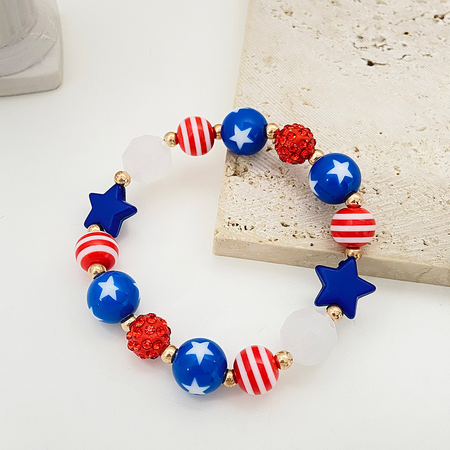 America 250th Freedom USA Heart Metal Chain Bracelet
