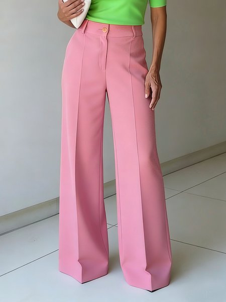 

Urban Plain Wide Leg Pants, Pink, Pants