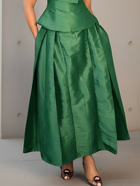 Elegant Plain Loosen Maxi Skirt