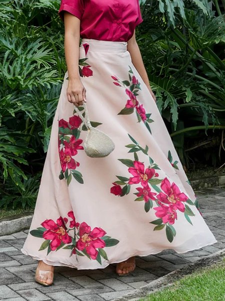 

Urban Printing Floral Maxi Skirt, Pink, Skirts