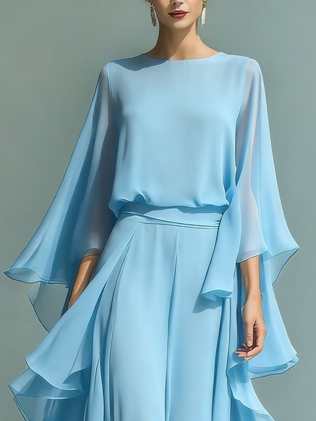 Elegant Plain Crew Neck Blouse