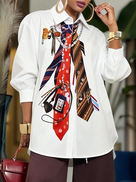 Plus Size Urban Painting Printing Shirt Collar Shirt