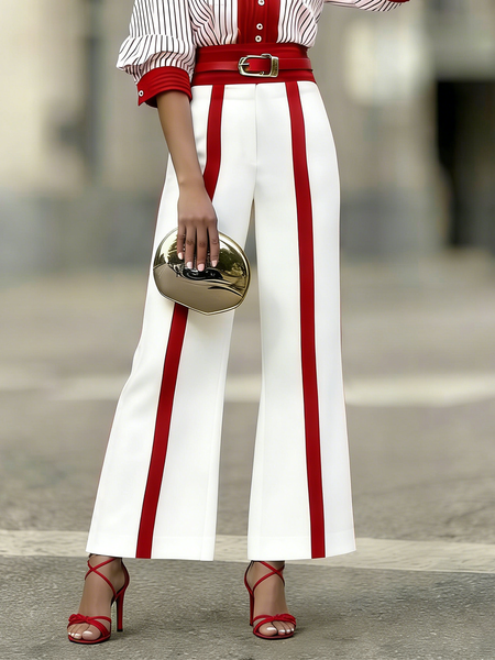 

Urban Geometric Straight Pants Pant No Belt, As picture, Pants