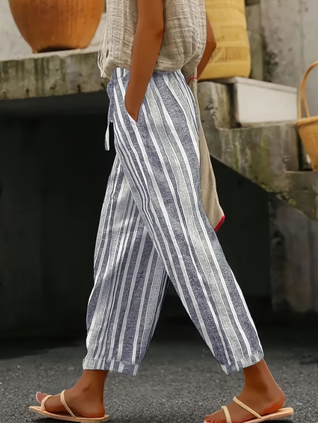 Women Striped Ankle Pants Pants Casual Spring/Fall Trousers