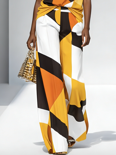 Casual Geometric Straight Pants