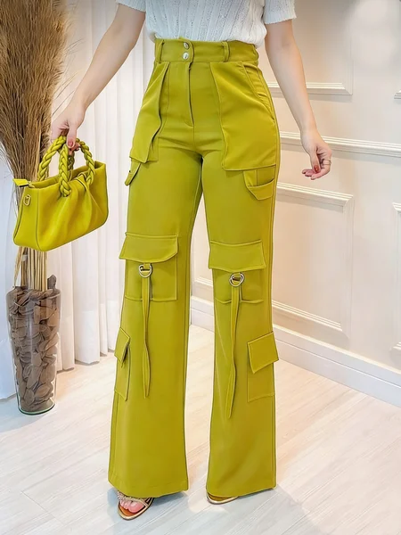 

Urban Plain Pockets Cargo Pants, Green, Cargo Pants