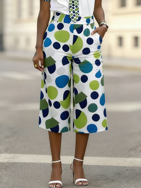 

Urban Geometric Straight Pants, As picture, Pants