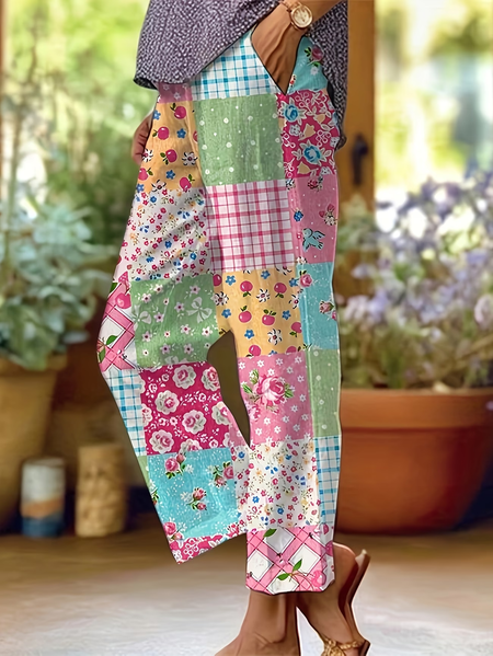 

Women Floral Ankle Pants Pants Casual Spring/Fall Trousers, As picture, Pants