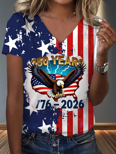 

Vintage Floral V Neck Short Sleeve T-shirt, Color3, T-shirts