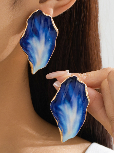 Irregular Pleated Drip-Glaze Earrings
