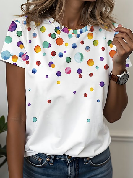 

Women Abstract Short Sleeve Tee T-shirt Crew Neck Printing Casual Graphic Tee Summer Top, White, T-Shirts
