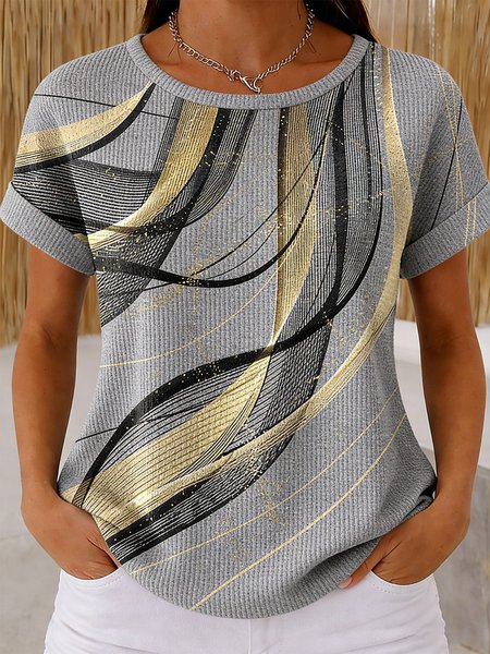 

Vintage Geometric Short Sleeve T-shirt, Gray, T-shirts