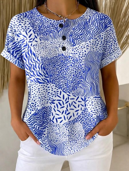 

Vintage Geometric Short Sleeve T-shirt, Color2, T-shirts