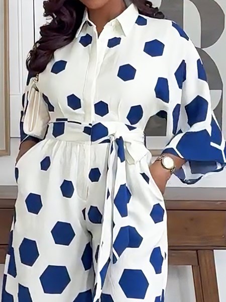 Urban Geometric Printing Shirt Collar  Shirt