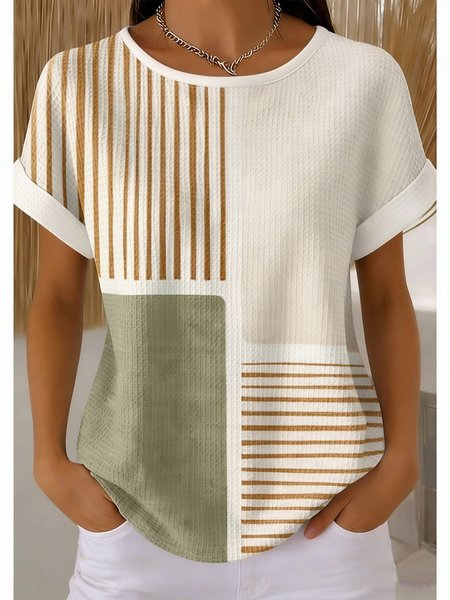 

Vintage Geometric Short Sleeve T-shirt, Apricot, T-shirts