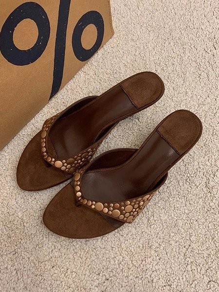

Plain Casual Wedge Sandal, Brown, Wedges