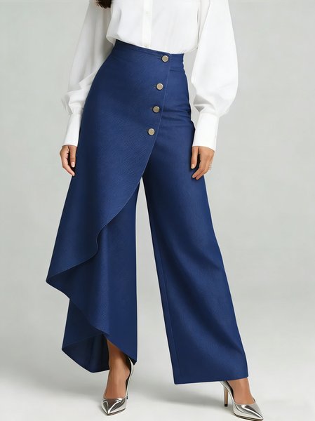 

Women Plain Long Pants Casual Spring/Fall Trousers, Navyblue, Pants