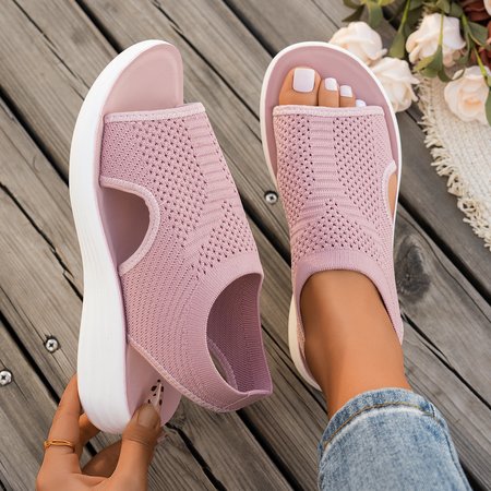 

Casual Plain Summer Mesh Fabric Sandal, Pink, Sandals & Slippers