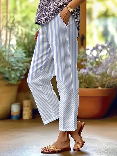 

Women Striped Long Pants Casual Spring/Fall Trousers, Color1, Pants