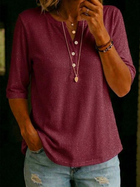 

Vintage Plain Half Sleeve T-shirt, Fuchsia, T-shirts