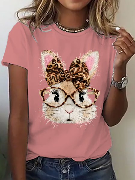 

Vintage Easter (rabbit) Crew Neck Short Sleeve T-shirt, Orange pink, T-shirts