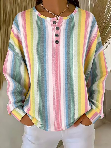 

Casual Striped Sweatshirt, As picture, Hoodies & Sweatshirts